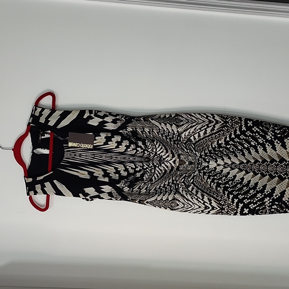 Roberto Cavalli Black and White Patterned Dress